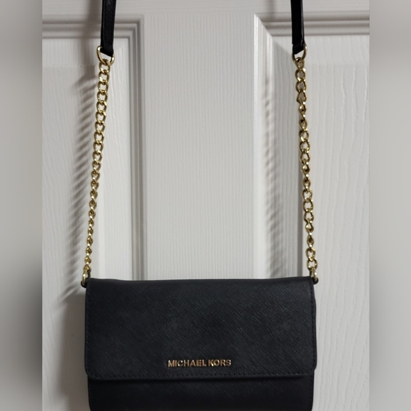 Michael Kors Black and Gold Crossbody Bag with Chain Strap - Picture 3 of 4